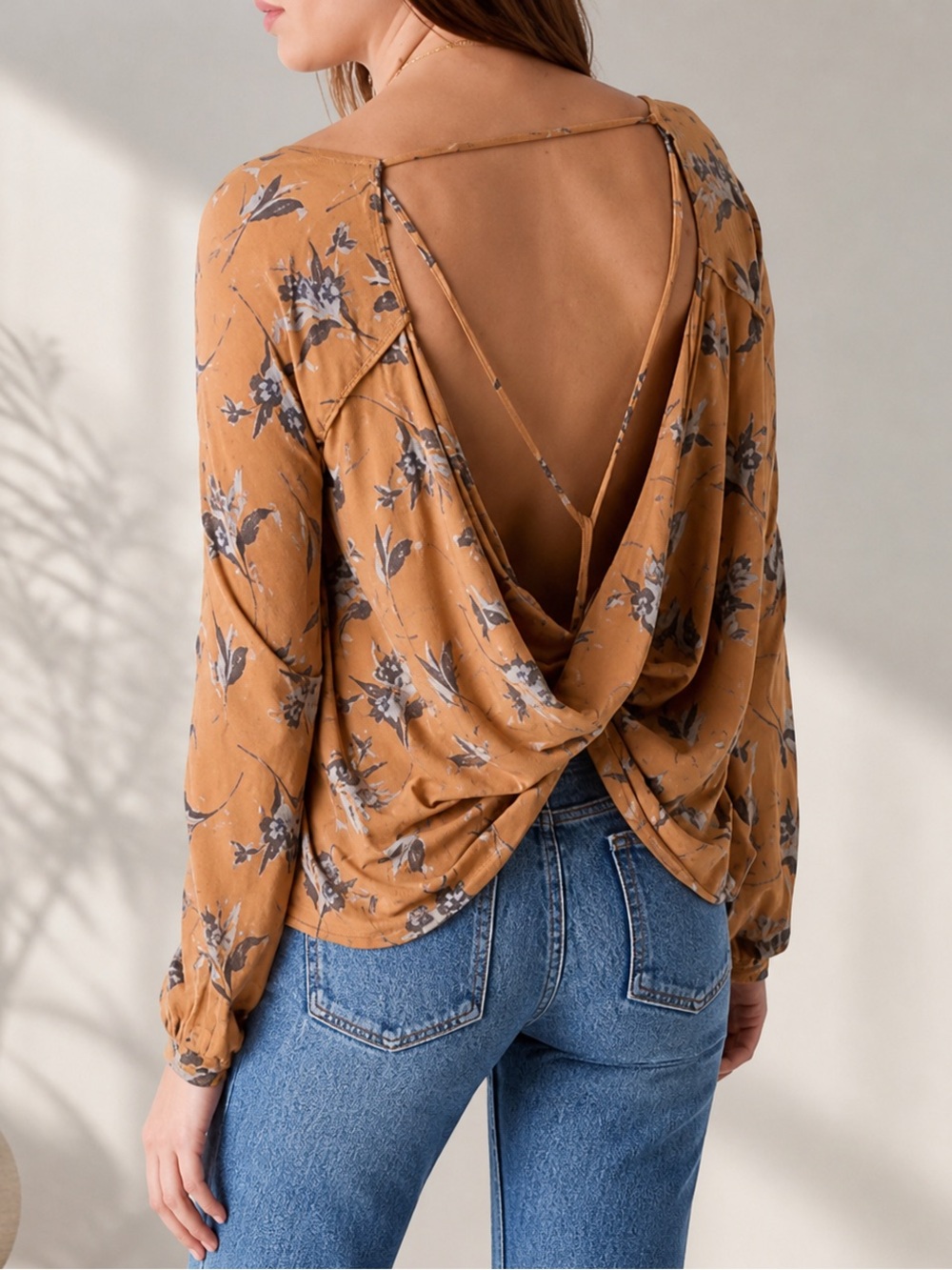 Rare Free People Fanta Top in Goldenrod Combo XS